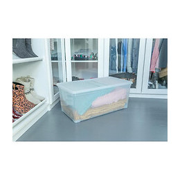 Iris Ohyama Set De 3 Boites De Rangement Avec Couvercle Sur Roulettes Ncbr-70 - 3x 70 L - L71.5 X L39 X H30.5 Cm - Transparent