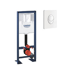 Bati Support Wc Largeur Réduite Avec Plaque De Commande Grohe, Plaque Commande Skate Air, Vertical , Blanc