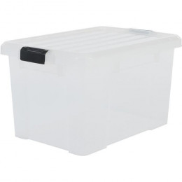 Iris Ohyama Lot De 3 Boites De Rangement Avec Fermeture Clic - Power Box - Sk-450 - Transparent - 50 L - 59 X 38,5 X 31,8 Cm