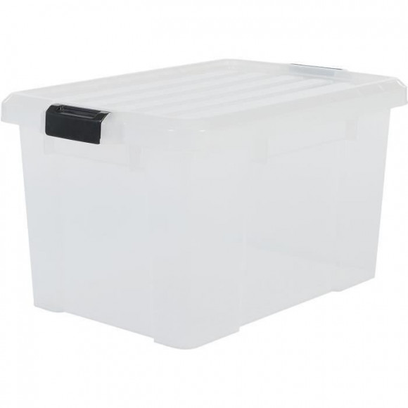 Iris Ohyama Lot De 3 Boites De Rangement Avec Fermeture Clic - Power Box - Sk-450 - Transparent - 50 L - 59 X 38,5 X 31,8 Cm