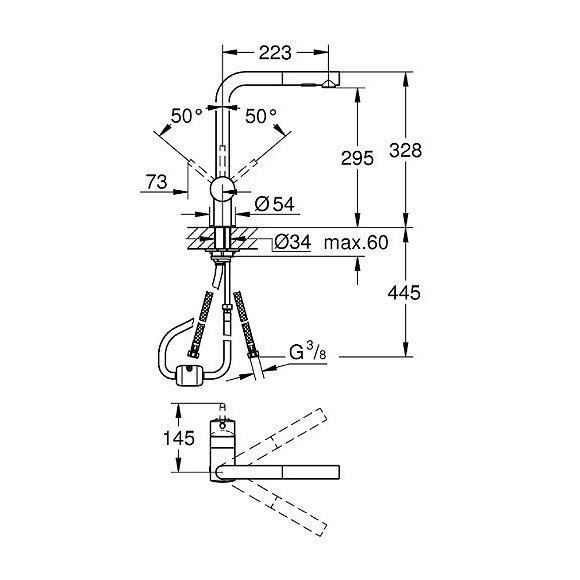 Mitigeur Monocommande Evier Minta Douchette Extractible