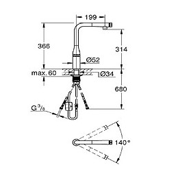 Mitigeur Évier Avec Douchette Essence Monocommande Smartcontrol