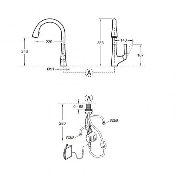 Robinet Infrarouge Malleco, Couleur, Chrome