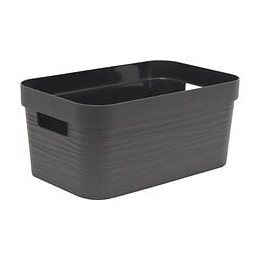 Eda Plastique Boite De Rangement - 6 L - Decor Stone - Dimensions : 29,2 X 18,8 X 13,2 Cm - Gris Anthracite