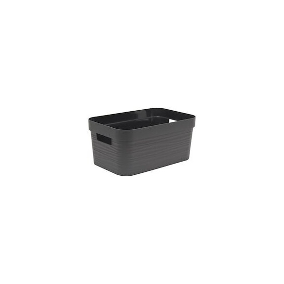 Eda Plastique Boite De Rangement - 6 L - Decor Stone - Dimensions : 29,2 X 18,8 X 13,2 Cm - Gris Anthracite