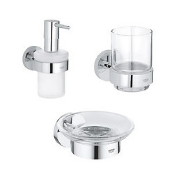 Pack Distributeur De Savon + Porte-savon + Verre En Cristal Essentials