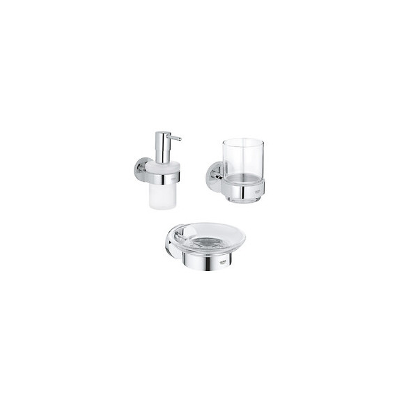 Pack Distributeur De Savon + Porte-savon + Verre En Cristal Essentials