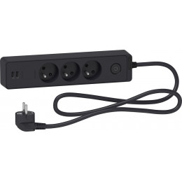 Bloc Multiprises 3 Prises 2p+t Et 2 Usb (câble 1,5m) Anthracite - Schneider
