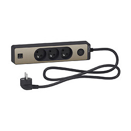 Bloc Multiprises 3 Prises 2p+t Et 2 Usb (câble 1,5m) Noir Et Bronze - Schneider