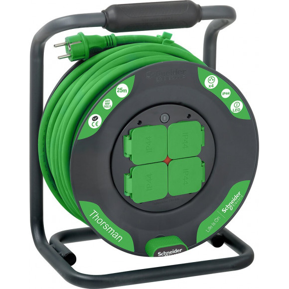 Enrouleur Chantier 25m 4 Prises 2p+t  (ip44) - Schneider