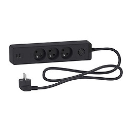 Bloc Multiprises 3 Prises 2p+t Et 2 Usb (câble 1,5m) Anthracite - Schneider