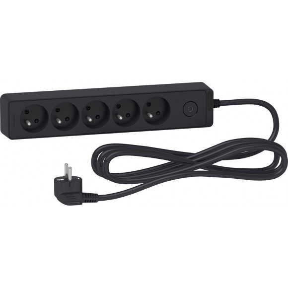 Bloc Multiprises 5 Prises 2p+t (câble 3m) Anthracite - Schneider