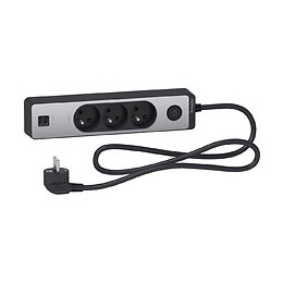 Bloc Multiprises 3 Prises 2p+t Et 2 Usb (câble 1,5m) Noir Et Aluminium - Schneider