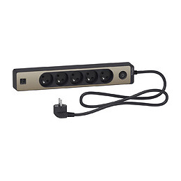 Bloc Multiprises 5 Prises 2p+t Et 2 Usb (câble 1,5m) Noir Et Bronze - Schneider