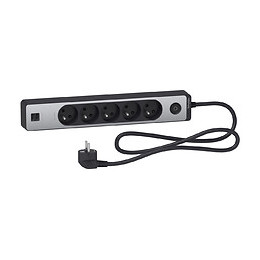 Bloc Multiprises 5 Prises 2p+t Et 2 Usb (câble 1,5m) Noir Et Aluminium - Schneider