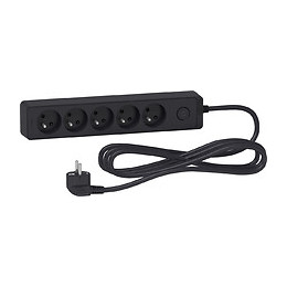 Bloc Multiprises 5 Prises 2p+t (câble 3m) Anthracite - Schneider