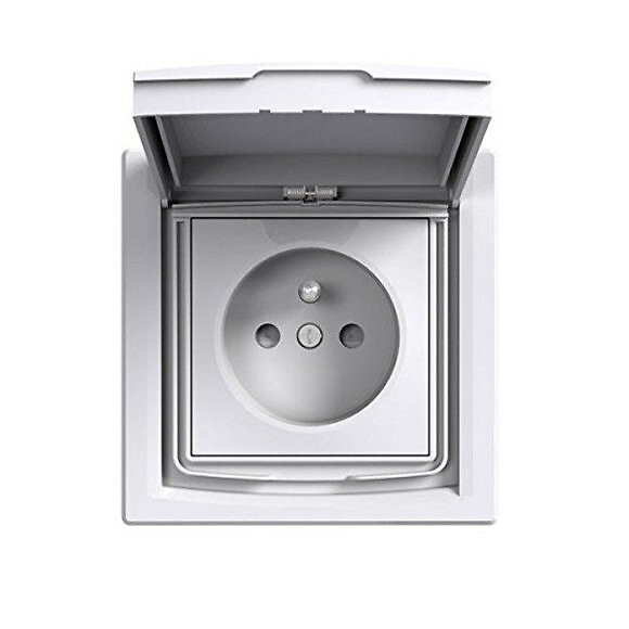 Prise 2p+t Étanche Avec Clapet De Protection Ip44 Asfora