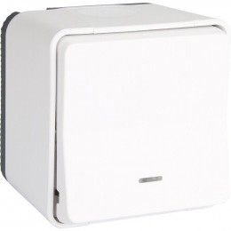 Bouton Poussoir Blanc Avec Voyant En Saillie Étanche Mureva