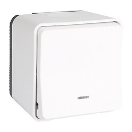 Bouton Poussoir Blanc Avec Voyant En Saillie Étanche Mureva