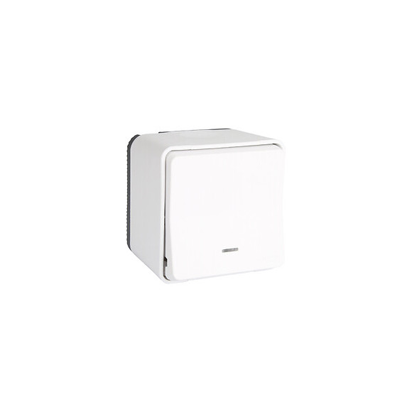 Bouton Poussoir Blanc Avec Voyant En Saillie Étanche Mureva