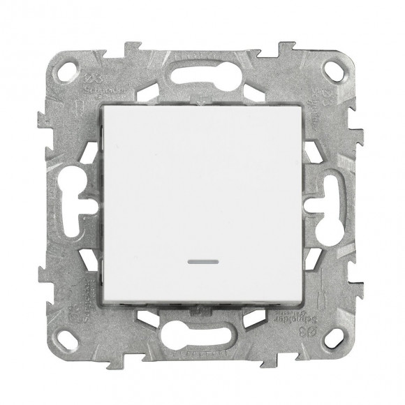 Bouton Poussoir Avec Voyant Led 10a Connexion Rapide Blanc Unica
