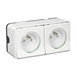 Double Prise De Courant Blanche En Saillie Étanche Mureva