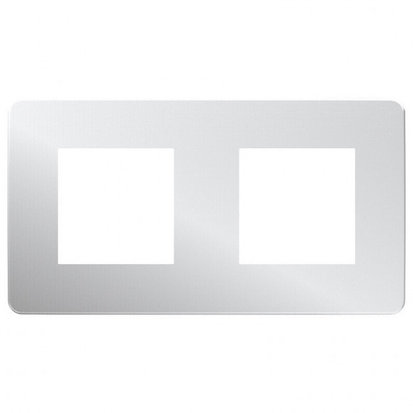 Plaque De Finition 2 Postes Aluminium Avec Liseré Blanc Unica