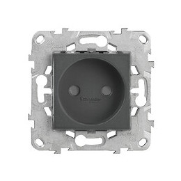 Prise Simple 2p Bornes À Vis 16a Anthracite Unica