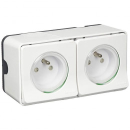 Double Prise De Courant Blanche En Saillie Étanche Mureva