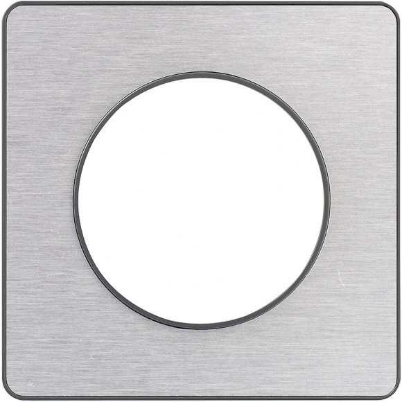 Plaque De Finition 1 Poste Alu Brossé Avec Liseré Anthracite Odace