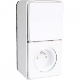 Mixte Prise De Courant + Interrupteur Blanc En Saillie Étanche Mureva