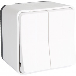 Double Interrupteur Va-et-vient Blanc En Saillie Étanche Mureva