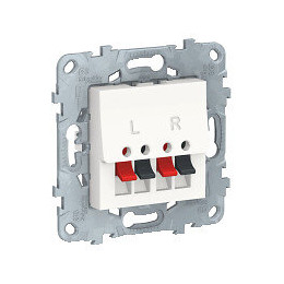 Prise Haut-parleurs 2 Sorties (2x Rouge + 2x Noir) Blanc Unica