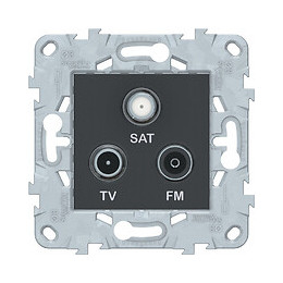 Prise Tv/sat/fm 1 Entrée Bornes À Vis Anthracite Unica