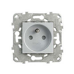 Prise Simple 2p+t Bornes À Vis 16a Aluminium Unica