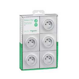 Lot De 5 Prises 2p+t (avec Plaque) Odace - Aluminium
