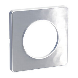 Plaque De Finition 1 Poste Aluminium Avec Liseré Blanc Odace