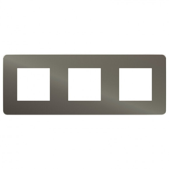 Plaque De Finition 3 Postes Aluminium Avec Liseré Noir Unica