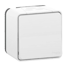 Bouton Poussoir Blanc En Saillie Étanche Mureva