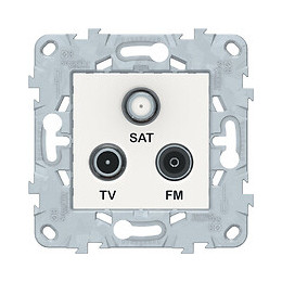 Prise Tv/sat/fm 1 Entrée Bornes À Vis Blanc Unica