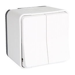 Double Interrupteur Va-et-vient Blanc En Saillie Étanche Mureva