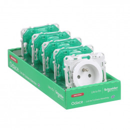 Lot De 5 Prises 2p+t (sans Plaque) Odace - Blanc