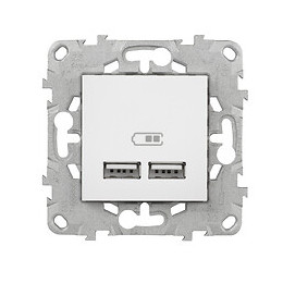 Double Prise Usb 5v 2.1a Blanc Unica