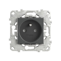 Prise Simple 2p+t Bornes À Vis 16a Anthracite Unica