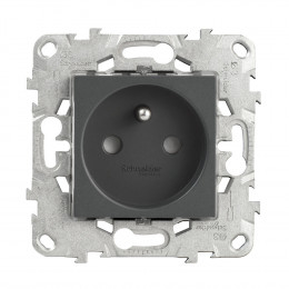 Prise Simple 2p+t Bornes À Vis 16a Anthracite Unica