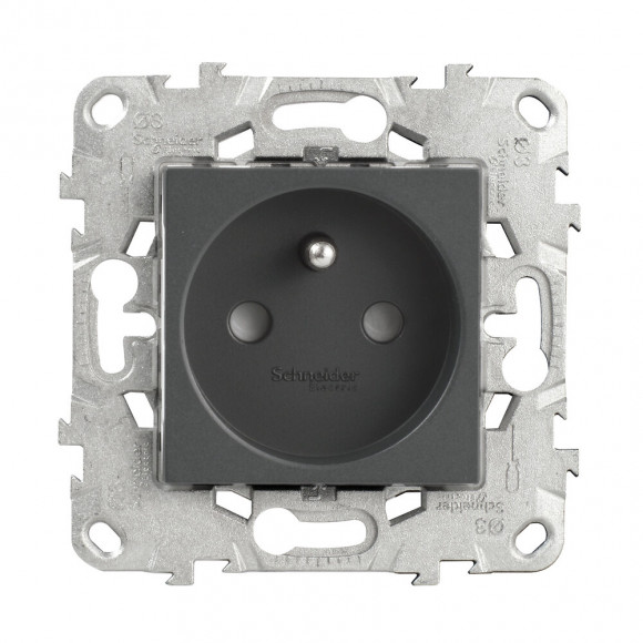 Prise Simple 2p+t Bornes À Vis 16a Anthracite Unica