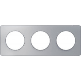 Plaque De Finition 3 Postes Horizontal/vertical 71mm Alu Brossé Avec Liseré Anthracite Odace