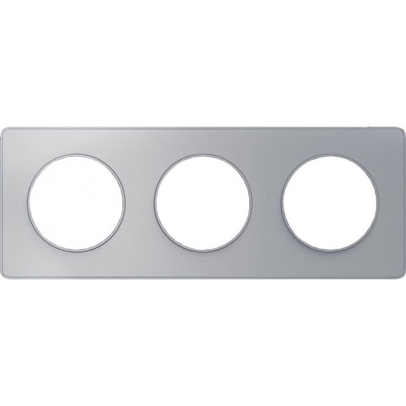 Plaque De Finition 3 Postes Horizontal/vertical 71mm Alu Brossé Avec Liseré Anthracite Odace