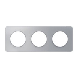 Plaque De Finition 3 Postes Horizontal/vertical 71mm Alu Brossé Avec Liseré Anthracite Odace