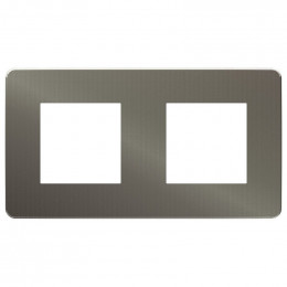 Plaque De Finition 2 Postes Aluminium Avec Liseré Noir Unica